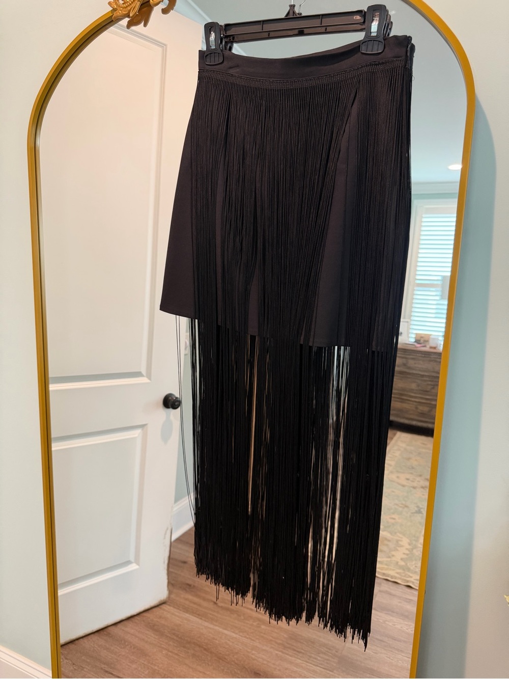 Black Fringe High-Low Skirt - Women
